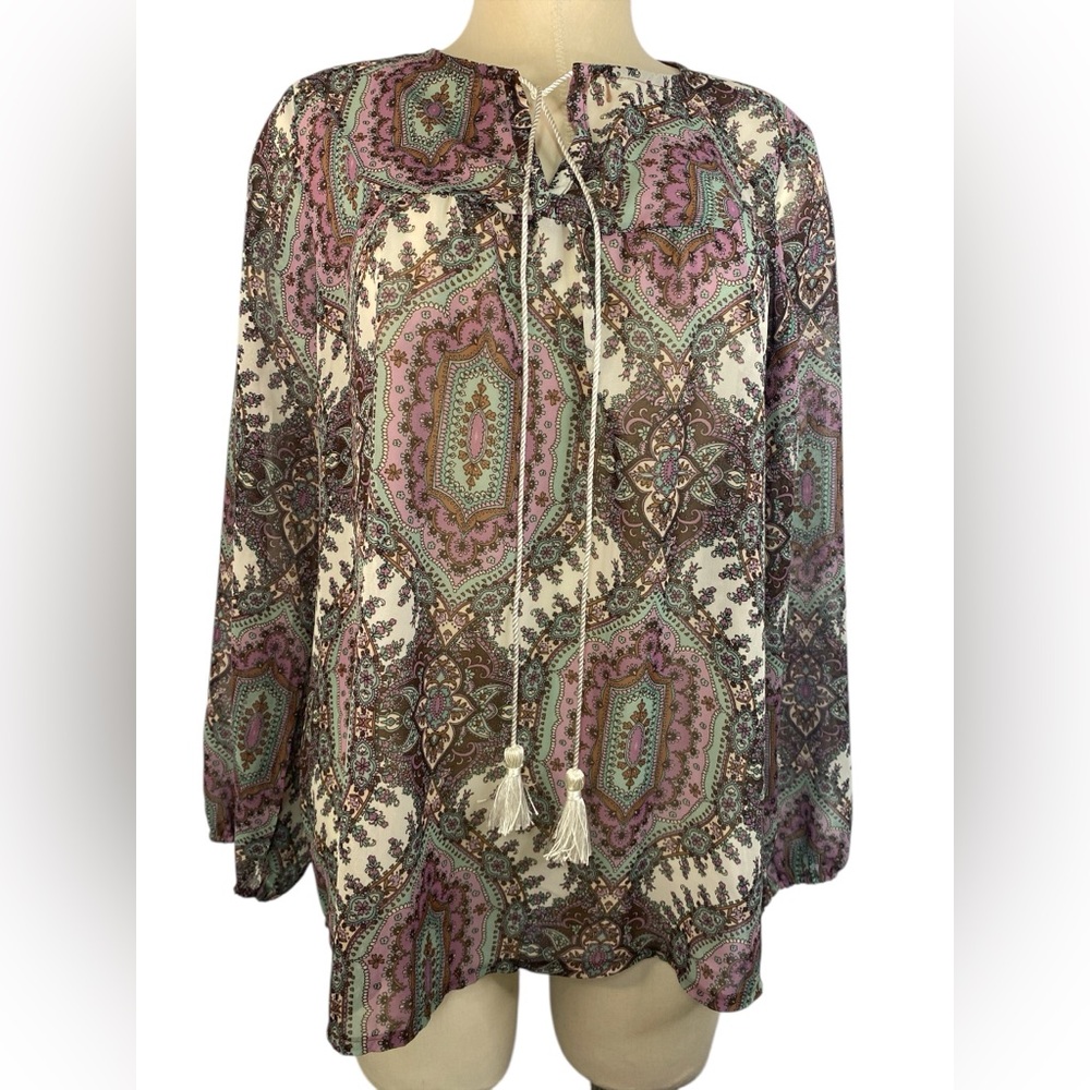 Wrangler Bohemian Print Long Sleeve Sheet Women's Top Medium